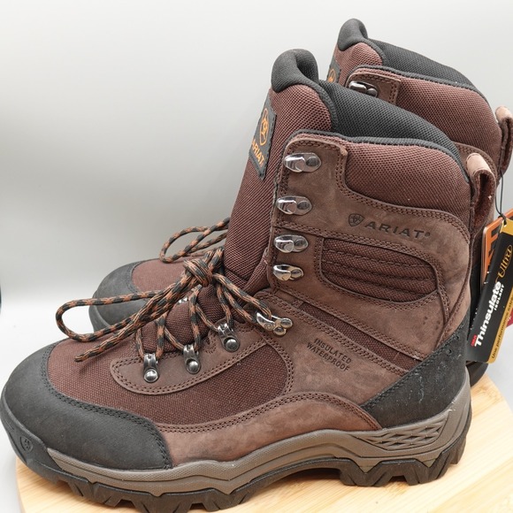 Ariat Boots Mens 8.5D Brown Waterproof Hunting Insulated Tracker H20 Flaw NWT - Picture 1 of 15
